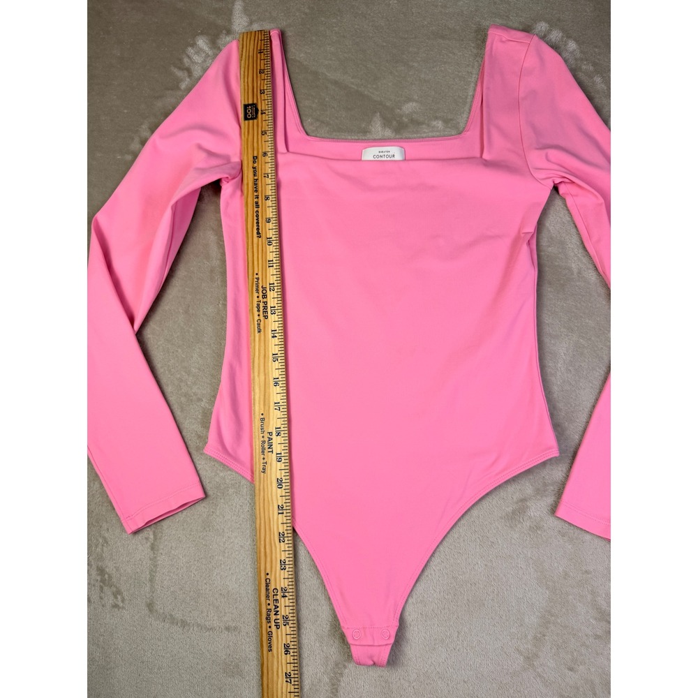 Babaton Contour Headway Long Sleeve Bodysuit Size Medium Pink Square Neck Thong - Picture 6 of 10